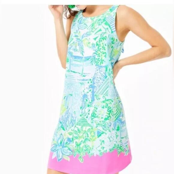 Lilly Pulitzer JACKIE SHIFT DRESS Whisper Blue Beach Happy Eng. - Picture 1 of 3